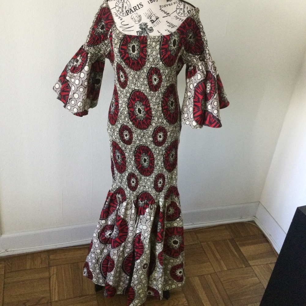 African Print Mermaid Maxi Dress